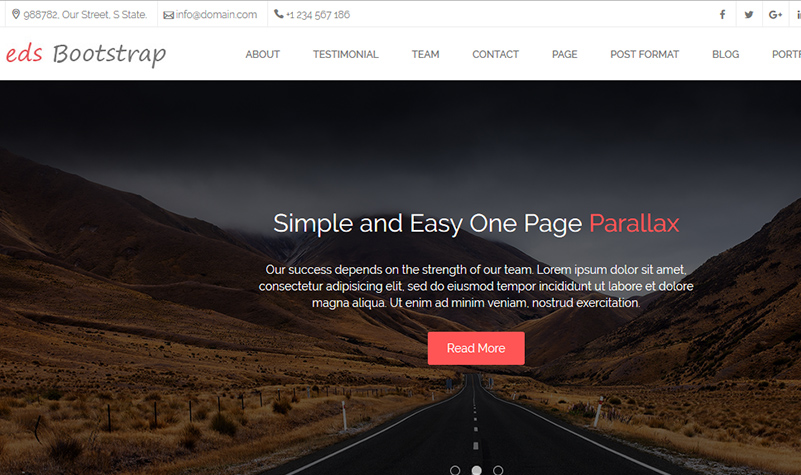 eds Bootstrap One Page Parallax WordPress Theme ( edsbootstrap pro )
