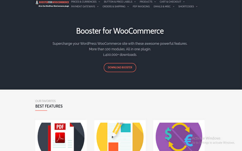 Preview screenshots of Booster for WooCommerce