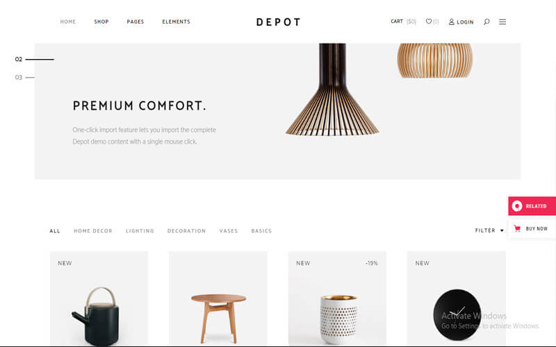 Preview screenshots of Depot - eCommerce Theme