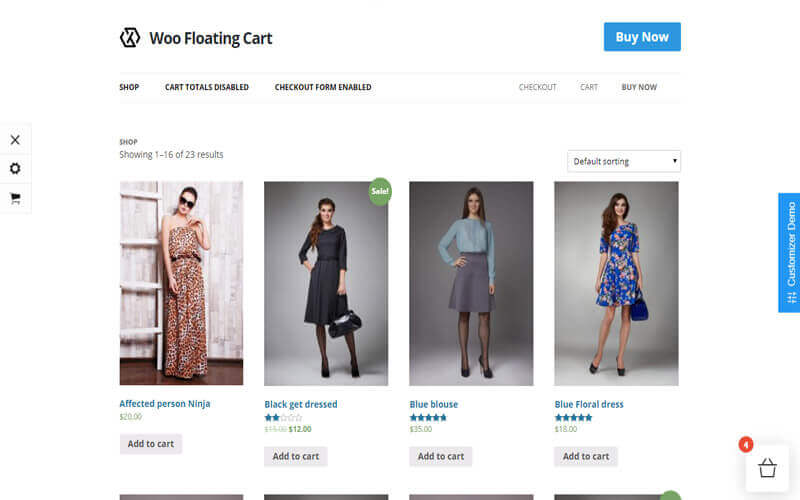 Preview screenshots of WooCommerce Floating Cart