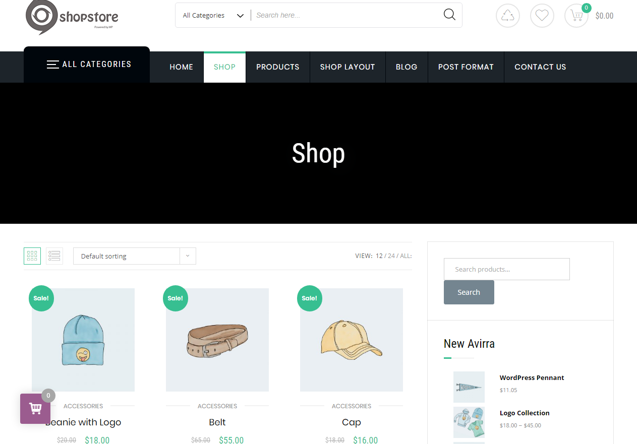 Preview screenshots of Shopstore – free eCommerce theme for WordPress